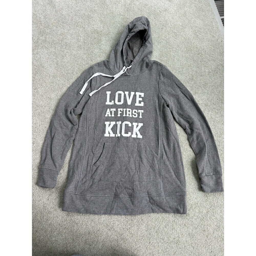 Motherhood Maternity Love At First Kick Gray Sweatshirt Size Small Casual Cozy